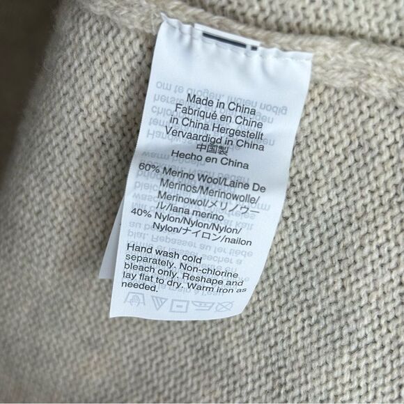 Madewell Neutral Wool Blend Bubble Sleeve V Neck Knit Sweater Dress size Small - Picture 8 of 8